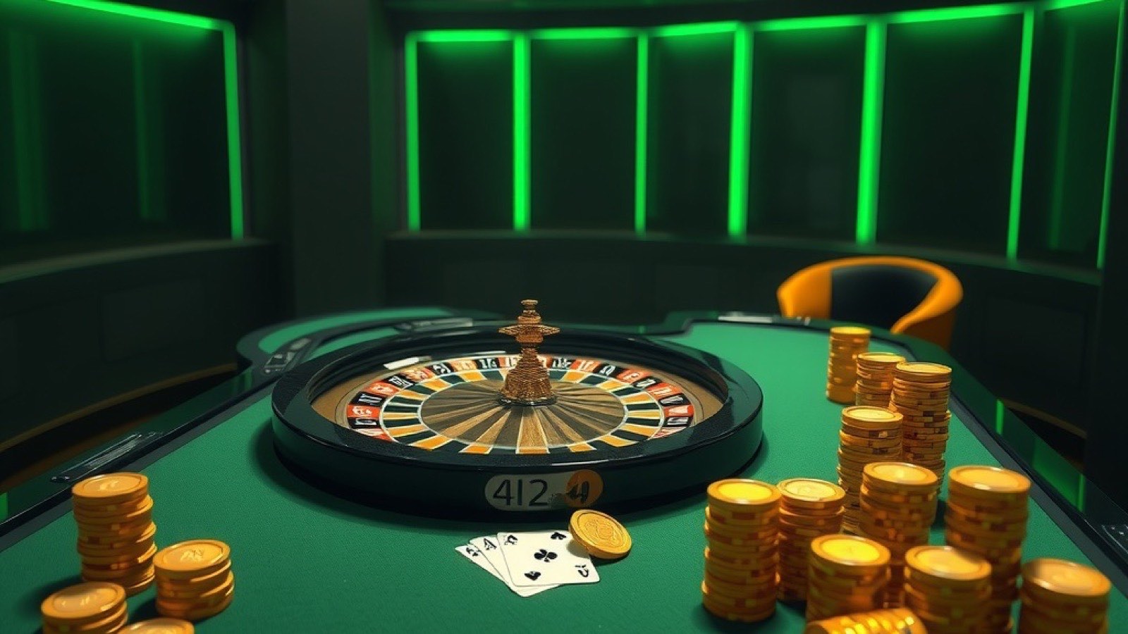 WinMate88 live dealer floor with a lit baccarat table and stacked chips